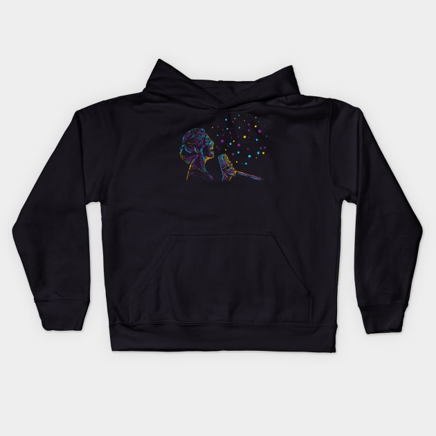 female singer abstract colorful Kids Hoodie by Mako Design 